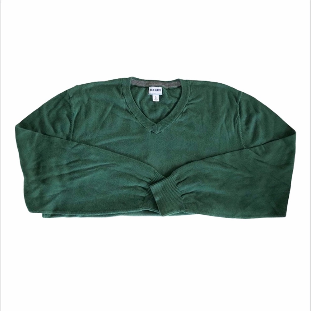 Old Navy 100% Cotton V-Neck Solid Green Men’s Sweater XL